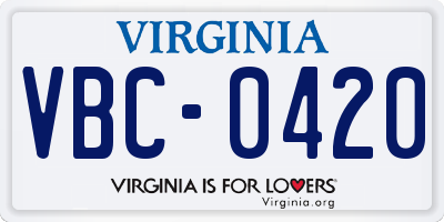 VA license plate VBC0420