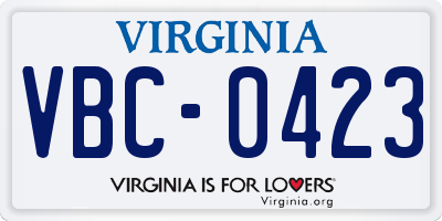 VA license plate VBC0423