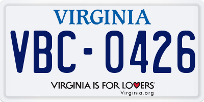 VA license plate VBC0426