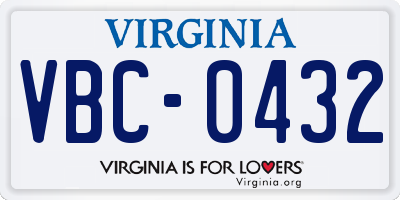 VA license plate VBC0432