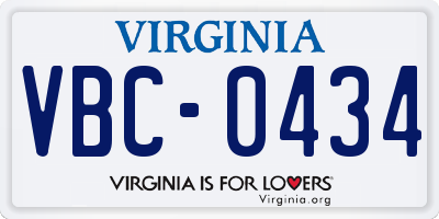 VA license plate VBC0434