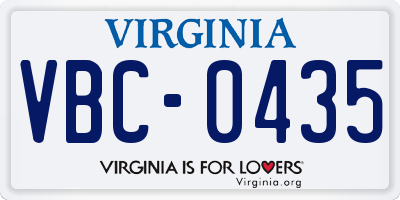 VA license plate VBC0435
