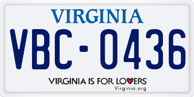 VA license plate VBC0436