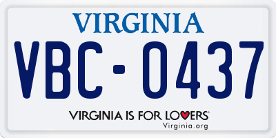 VA license plate VBC0437