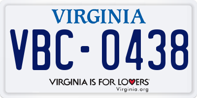 VA license plate VBC0438