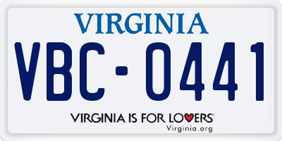 VA license plate VBC0441