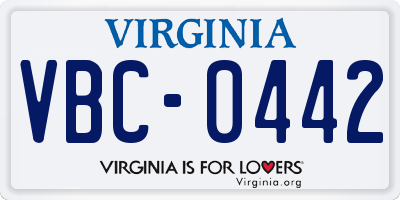 VA license plate VBC0442