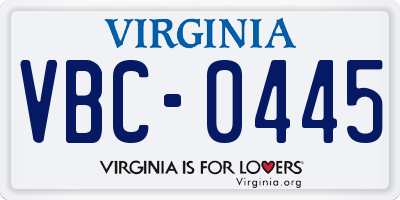 VA license plate VBC0445