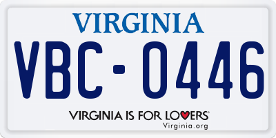 VA license plate VBC0446