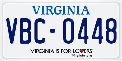 VA license plate VBC0448