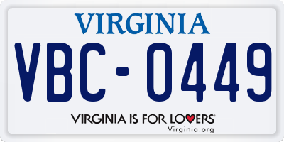 VA license plate VBC0449