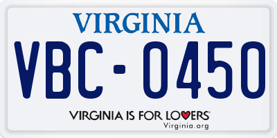 VA license plate VBC0450