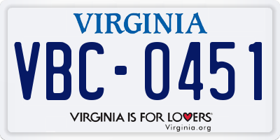VA license plate VBC0451