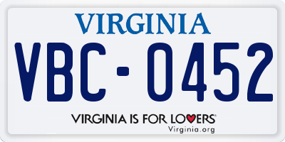 VA license plate VBC0452
