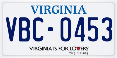 VA license plate VBC0453
