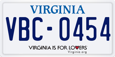 VA license plate VBC0454