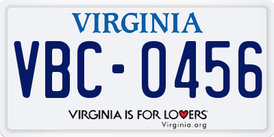 VA license plate VBC0456