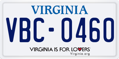 VA license plate VBC0460