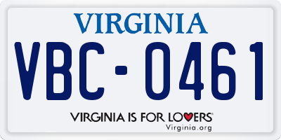 VA license plate VBC0461
