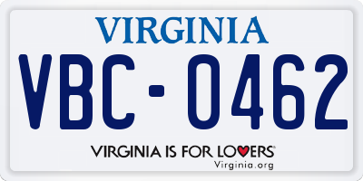 VA license plate VBC0462