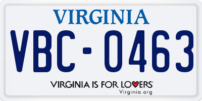 VA license plate VBC0463
