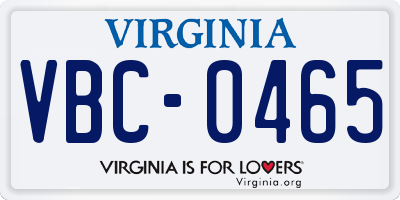 VA license plate VBC0465