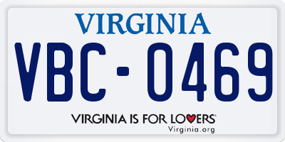 VA license plate VBC0469