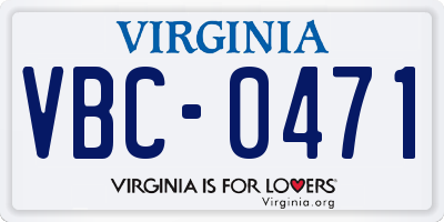 VA license plate VBC0471