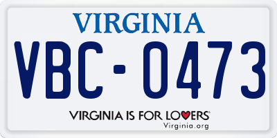 VA license plate VBC0473