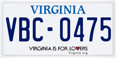 VA license plate VBC0475