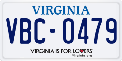 VA license plate VBC0479