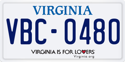 VA license plate VBC0480