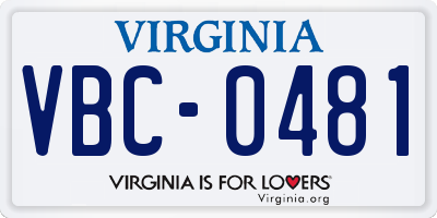 VA license plate VBC0481