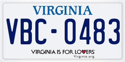 VA license plate VBC0483