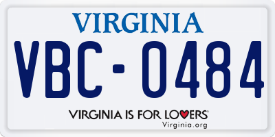 VA license plate VBC0484