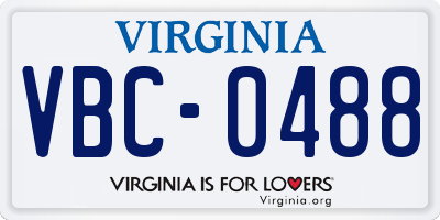 VA license plate VBC0488