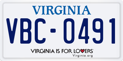 VA license plate VBC0491