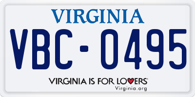 VA license plate VBC0495