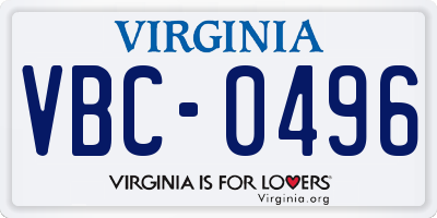VA license plate VBC0496