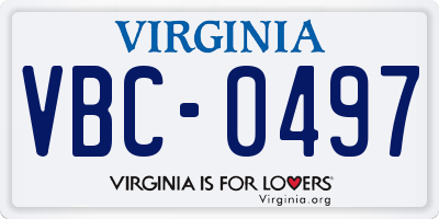 VA license plate VBC0497