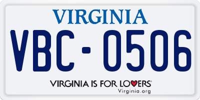 VA license plate VBC0506