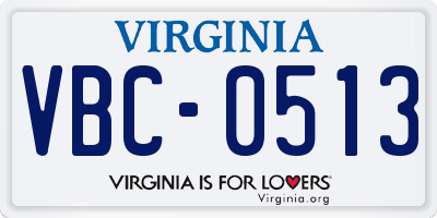 VA license plate VBC0513