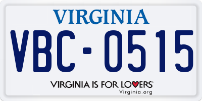 VA license plate VBC0515