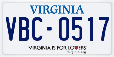 VA license plate VBC0517