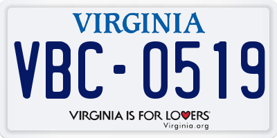 VA license plate VBC0519