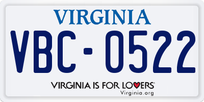 VA license plate VBC0522