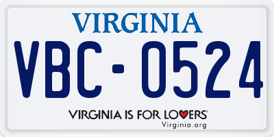 VA license plate VBC0524