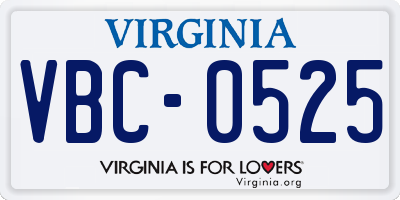 VA license plate VBC0525