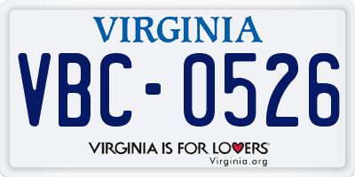 VA license plate VBC0526