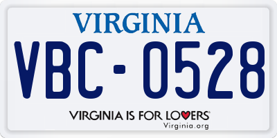 VA license plate VBC0528